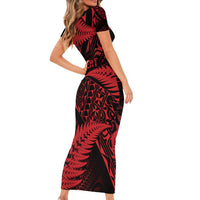 New Zealand Rugby Pacific Personalised Family Matching Short Sleeve Bodycon Dress and Hawaiian Shirt All Red Maori Pasifika Fern Pattern LT9 - Polynesian Pride