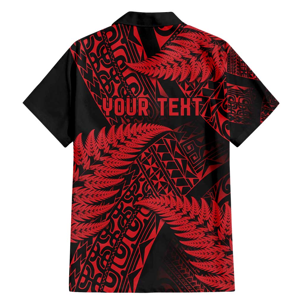 New Zealand Rugby Pacific Personalised Family Matching Tank Maxi Dress and Hawaiian Shirt All Red Maori Pasifika Fern Pattern