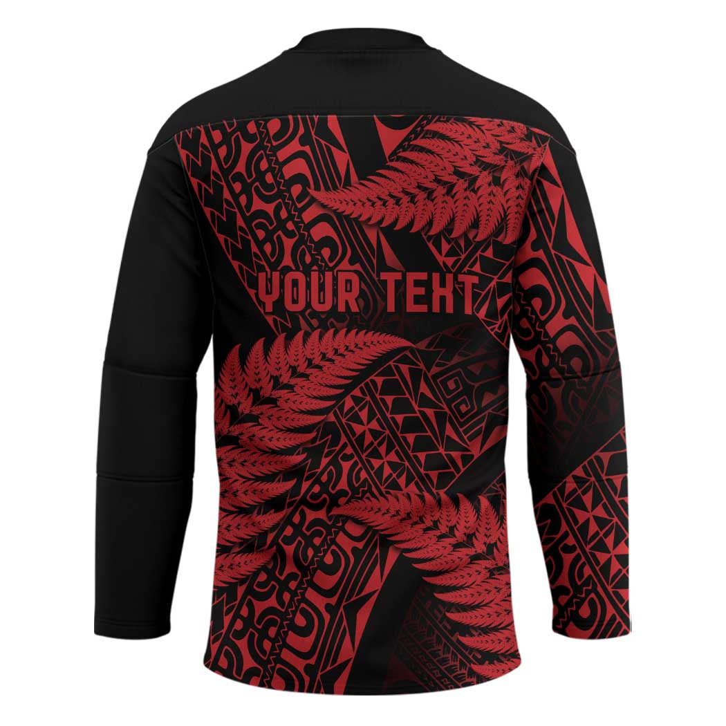 New Zealand Rugby Pacific Personalised Hockey Jersey All Red Maori Pasifika Fern Pattern - Polynesian Pride
