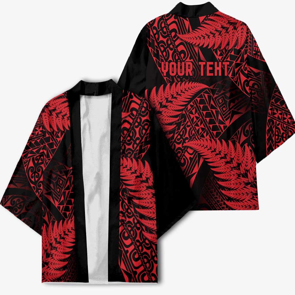 New Zealand Rugby Pacific Personalised Kimono All Red Maori Pasifika Fern Pattern - Polynesian Pride