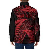 New Zealand Rugby Pacific Personalised Padded Jacket All Red Maori Pasifika Fern Pattern - Polynesian Pride