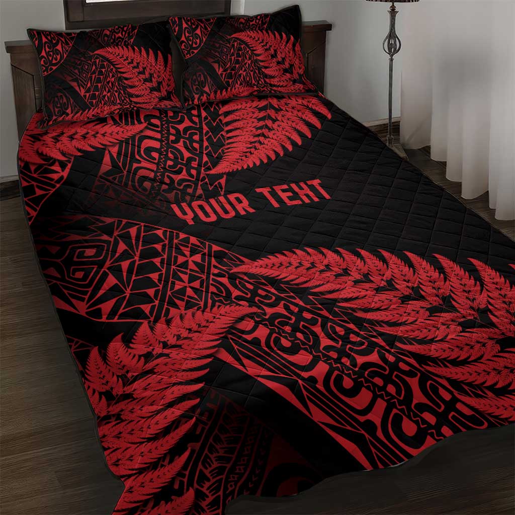 New Zealand Rugby Pacific Personalised Quilt Bed Set All Red Maori Pasifika Fern Pattern