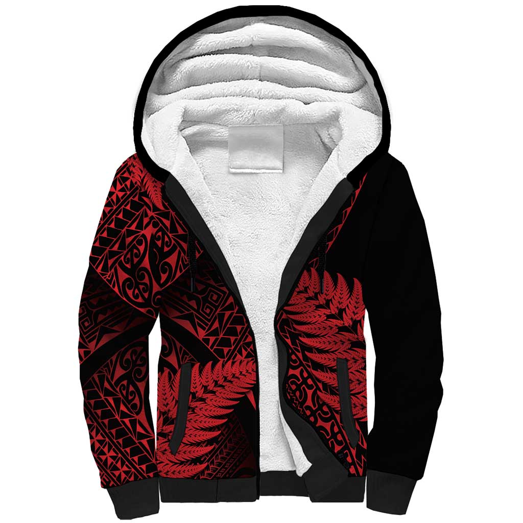 New Zealand Rugby Pacific Personalised Sherpa Hoodie All Red Maori Pasifika Fern Pattern