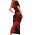 New Zealand Rugby Pacific Personalised Short Sleeve Bodycon Dress All Red Maori Pasifika Fern Pattern
