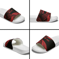 New Zealand Rugby Pacific Personalised Slide Sandals All Red Maori Pasifika Fern Pattern - Polynesian Pride