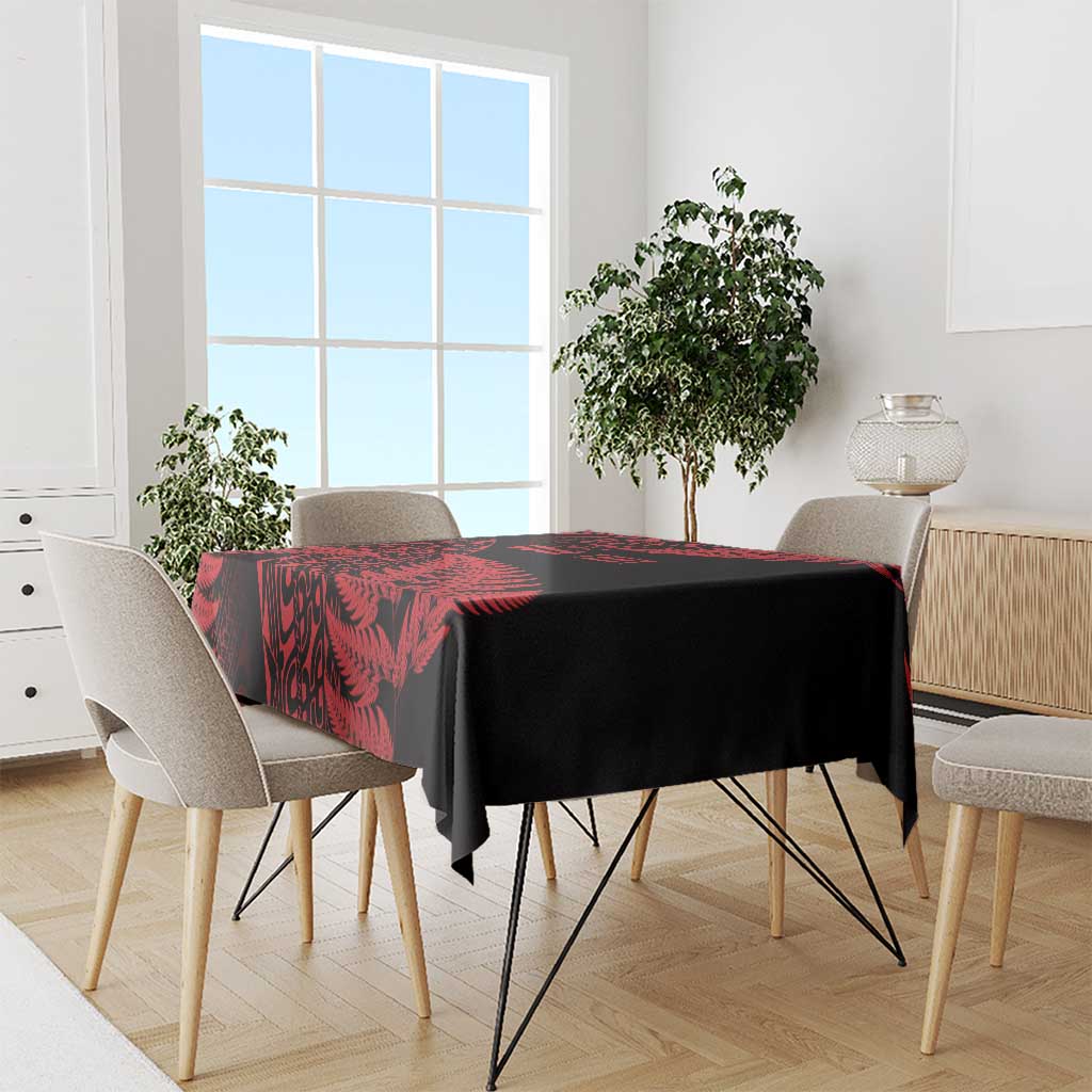 New Zealand Rugby Pacific Personalised Tablecloth All Red Maori Pasifika Fern Pattern