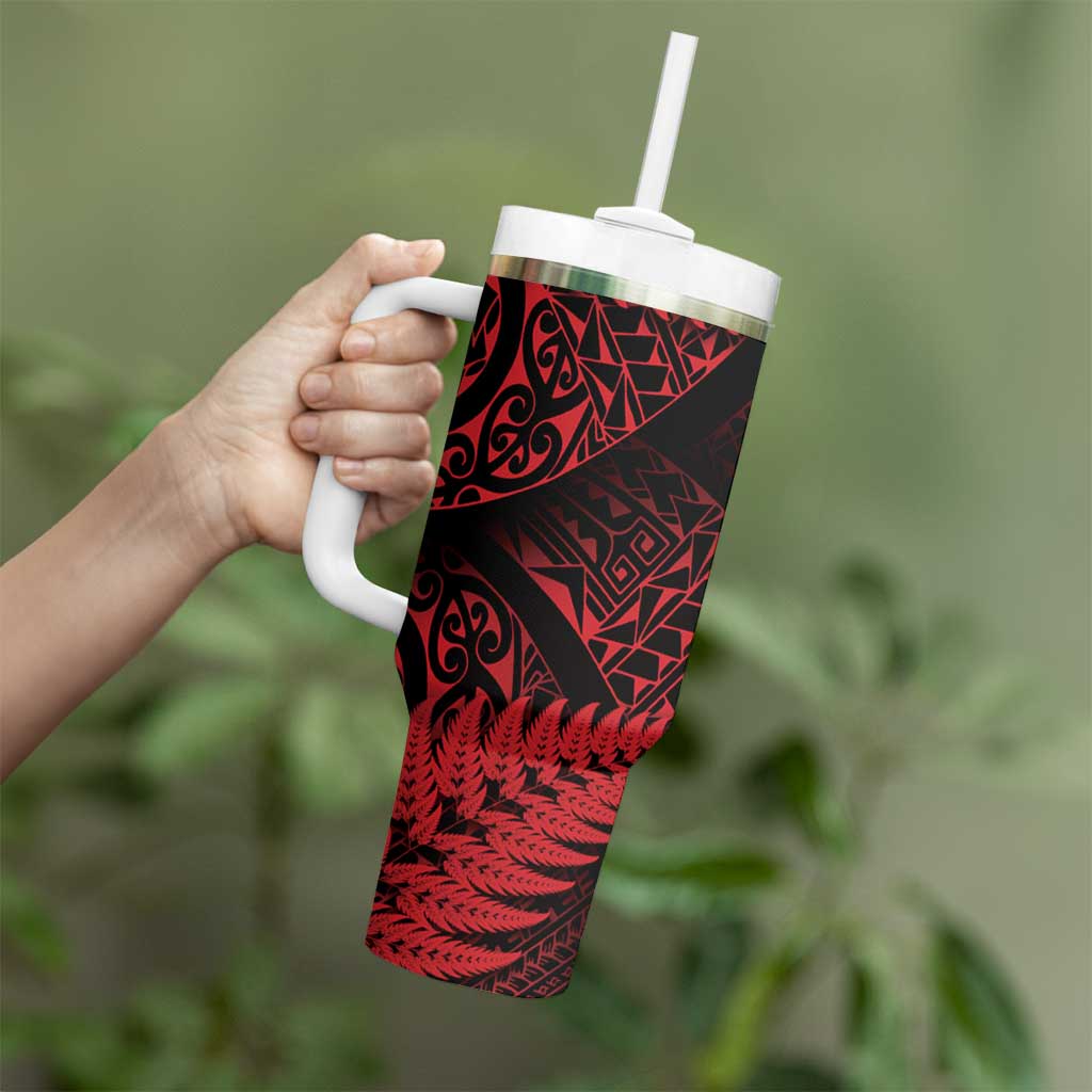 New Zealand Rugby Pacific Personalised Tumbler With Handle All Red Maori Pasifika Fern Pattern