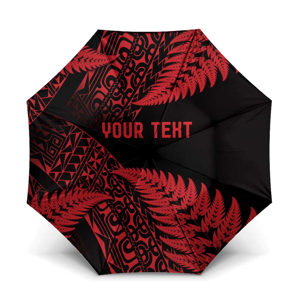 New Zealand Rugby Pacific Personalised Umbrella All Red Maori Pasifika Fern Pattern - Polynesian Pride