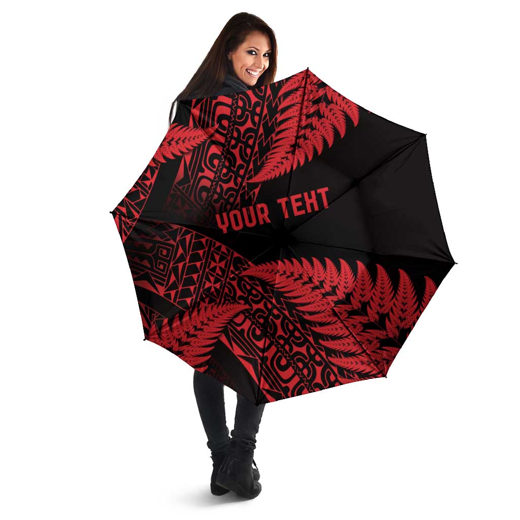 New Zealand Rugby Pacific Personalised Umbrella All Red Maori Pasifika Fern Pattern - Polynesian Pride