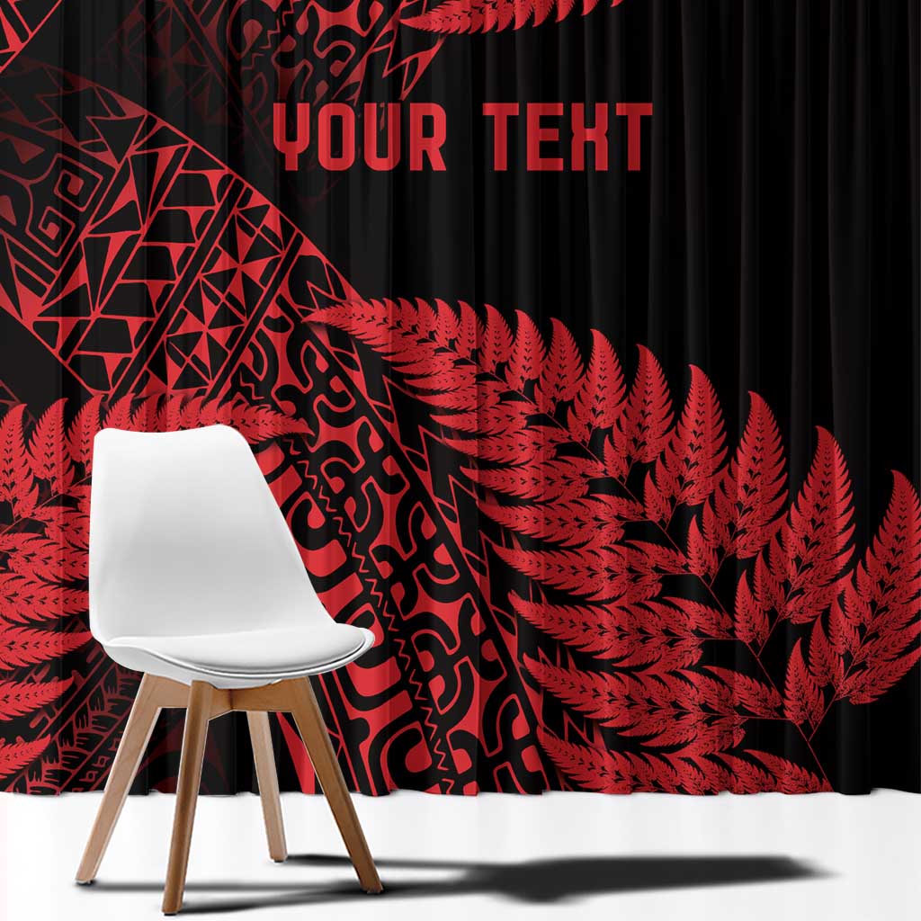 New Zealand Rugby Pacific Personalised Window Curtain All Red Maori Pasifika Fern Pattern