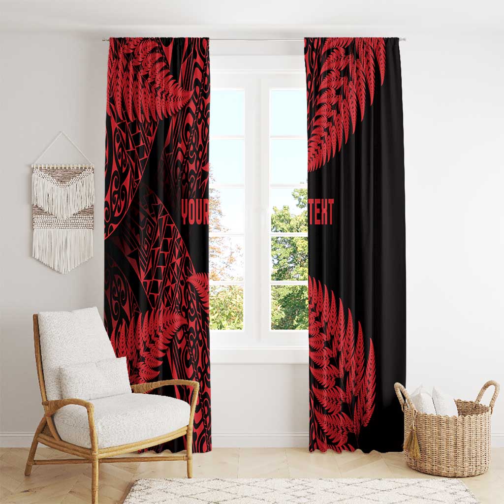 New Zealand Rugby Pacific Personalised Window Curtain All Red Maori Pasifika Fern Pattern