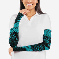 New Zealand Rugby Pacific Personalised Arm Sleeves All Turquoise Maori Pasifika Fern Pattern - Polynesian Pride