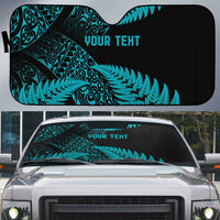 New Zealand Rugby Pacific Personalised Auto Sun Shade All Turquoise Maori Pasifika Fern Pattern - Polynesian Pride
