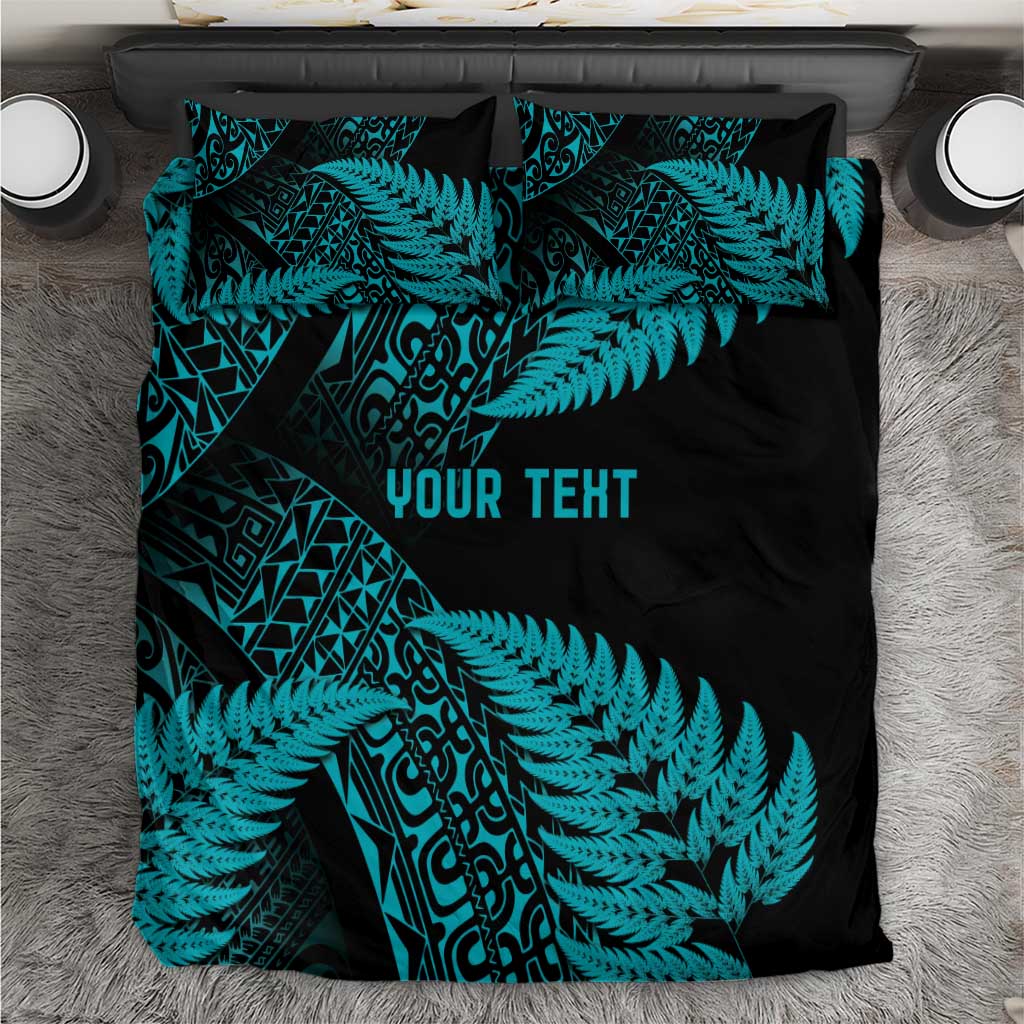 New Zealand Rugby Pacific Personalised Bedding Set All Turquoise Maori Pasifika Fern Pattern