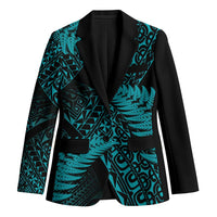 New Zealand Rugby Pacific Personalised Blazer All Turquoise Maori Pasifika Fern Pattern - Polynesian Pride