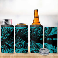 New Zealand Rugby Pacific Personalised 4 in 1 Can Cooler Tumbler All Turquoise Maori Pasifika Fern Pattern