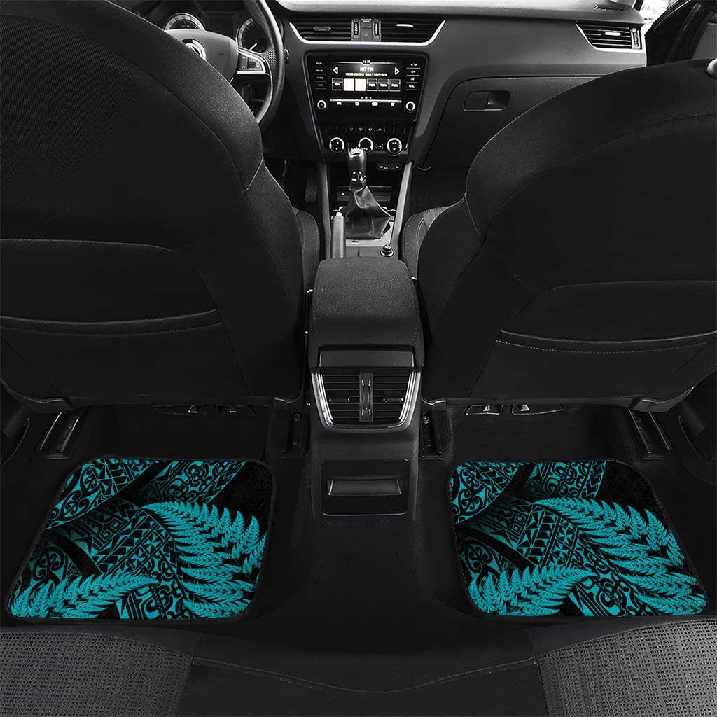 New Zealand Rugby Pacific Personalised Car Mats All Turquoise Maori Pasifika Fern Pattern