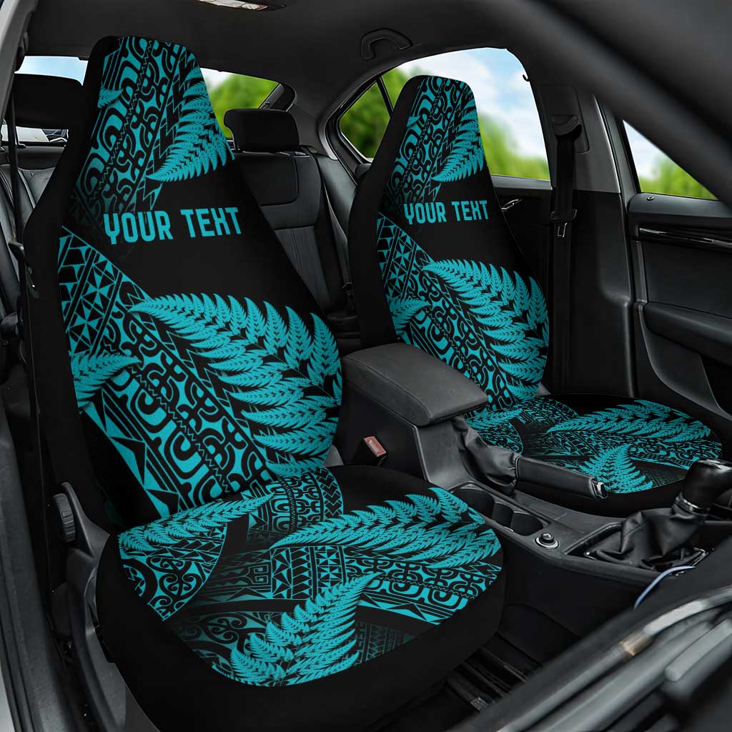 New Zealand Rugby Pacific Personalised Car Seat Cover All Turquoise Maori Pasifika Fern Pattern