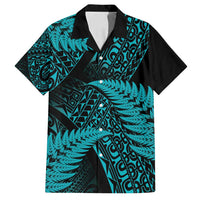 New Zealand Rugby Pacific Personalised Family Matching Long Sleeve Bodycon Dress and Hawaiian Shirt All Turquoise Maori Pasifika Fern Pattern LT9 Dad's Shirt - Short Sleeve Turquoise - Polynesian Pride