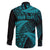 New Zealand Rugby Pacific Personalised Family Matching Long Sleeve Bodycon Dress and Hawaiian Shirt All Turquoise Maori Pasifika Fern Pattern