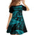 New Zealand Rugby Pacific Personalised Family Matching Off Shoulder Maxi Dress and Hawaiian Shirt All Turquoise Maori Pasifika Fern Pattern