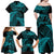 New Zealand Rugby Pacific Personalised Family Matching Off Shoulder Maxi Dress and Hawaiian Shirt All Turquoise Maori Pasifika Fern Pattern