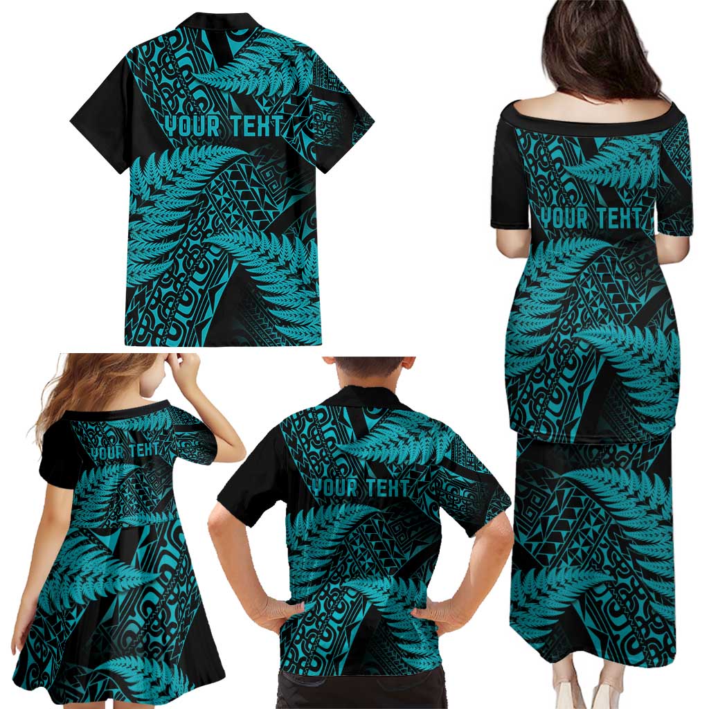 New Zealand Rugby Pacific Personalised Family Matching Puletasi and Hawaiian Shirt All Turquoise Maori Pasifika Fern Pattern LT9 - Polynesian Pride