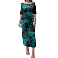 New Zealand Rugby Pacific Personalised Family Matching Puletasi and Hawaiian Shirt All Turquoise Maori Pasifika Fern Pattern LT9 Mom's Dress Turquoise - Polynesian Pride