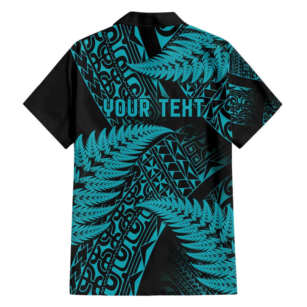 New Zealand Rugby Pacific Personalised Family Matching Short Sleeve Bodycon Dress and Hawaiian Shirt All Turquoise Maori Pasifika Fern Pattern LT9 - Polynesian Pride