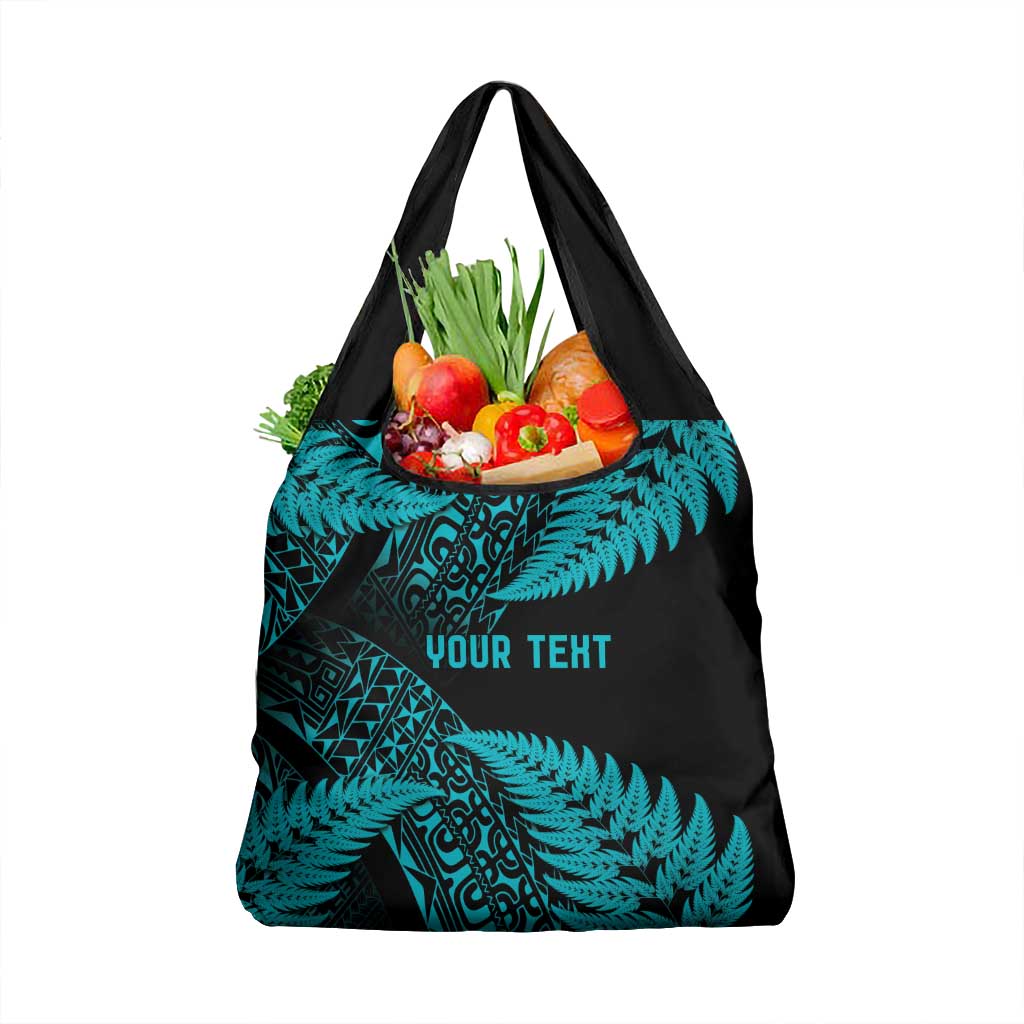 New Zealand Rugby Pacific Personalised Grocery Bag All Turquoise Maori Pasifika Fern Pattern