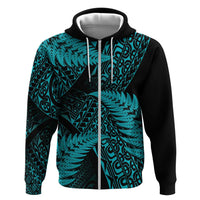 New Zealand Rugby Pacific Personalised Hoodie All Turquoise Maori Pasifika Fern Pattern