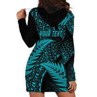 New Zealand Rugby Pacific Personalised Hoodie Dress All Turquoise Maori Pasifika Fern Pattern