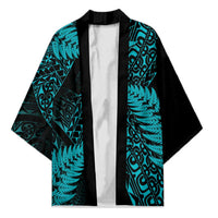 New Zealand Rugby Pacific Personalised Kimono All Turquoise Maori Pasifika Fern Pattern - Polynesian Pride