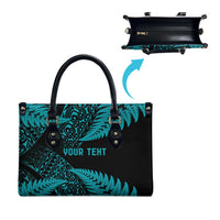 New Zealand Rugby Pacific Personalised Leather Bag All Turquoise Maori Pasifika Fern Pattern - Polynesian Pride