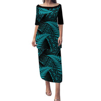 New Zealand Rugby Pacific Personalised Puletasi All Turquoise Maori Pasifika Fern Pattern