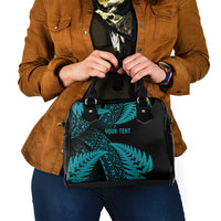 New Zealand Rugby Pacific Personalised Shoulder Handbag All Turquoise Maori Pasifika Fern Pattern