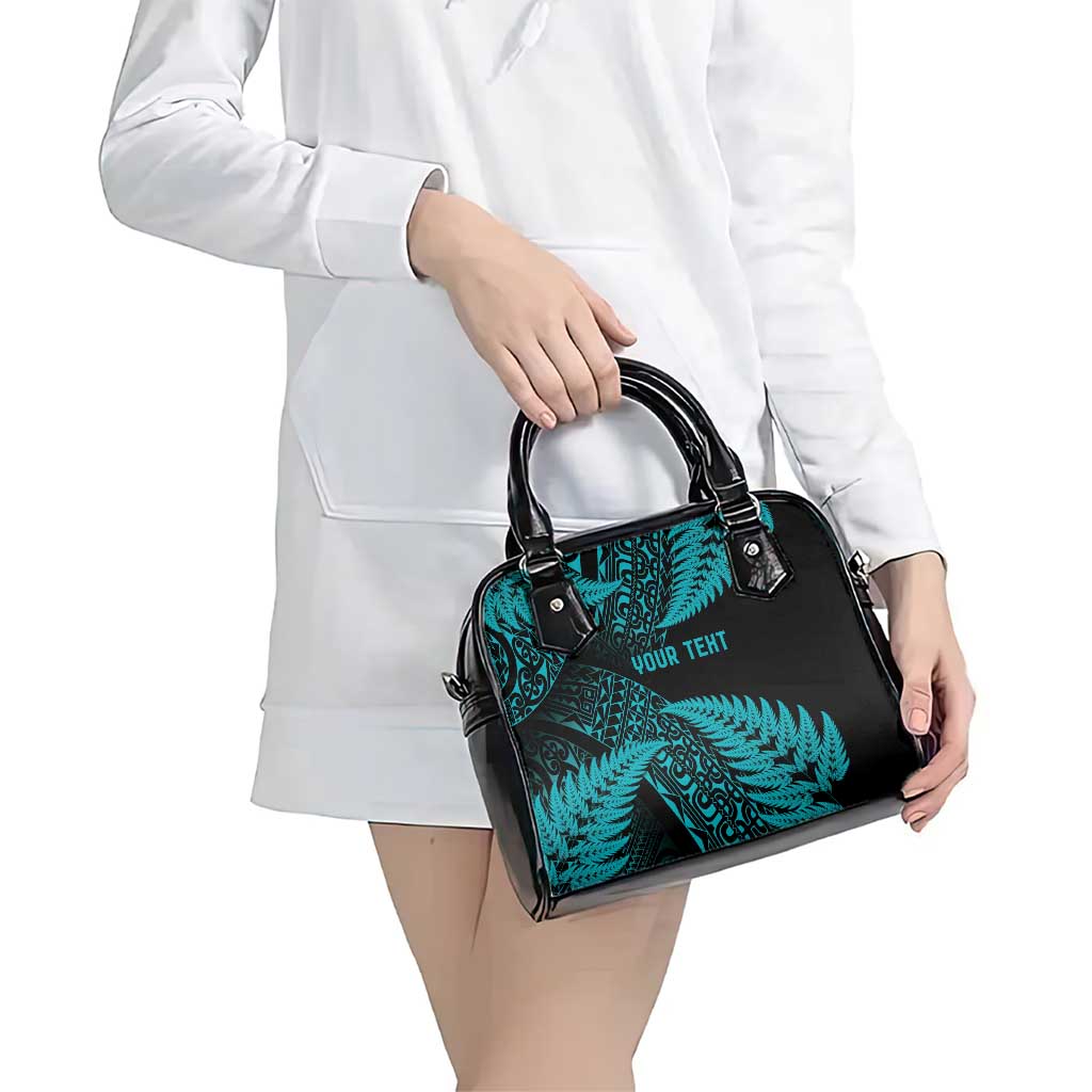 New Zealand Rugby Pacific Personalised Shoulder Handbag All Turquoise Maori Pasifika Fern Pattern