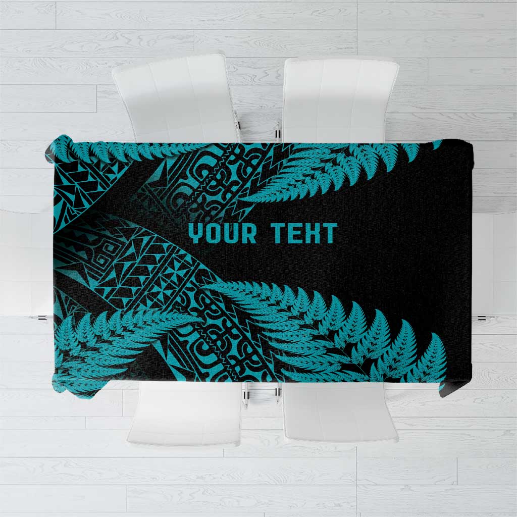 New Zealand Rugby Pacific Personalised Tablecloth All Turquoise Maori Pasifika Fern Pattern