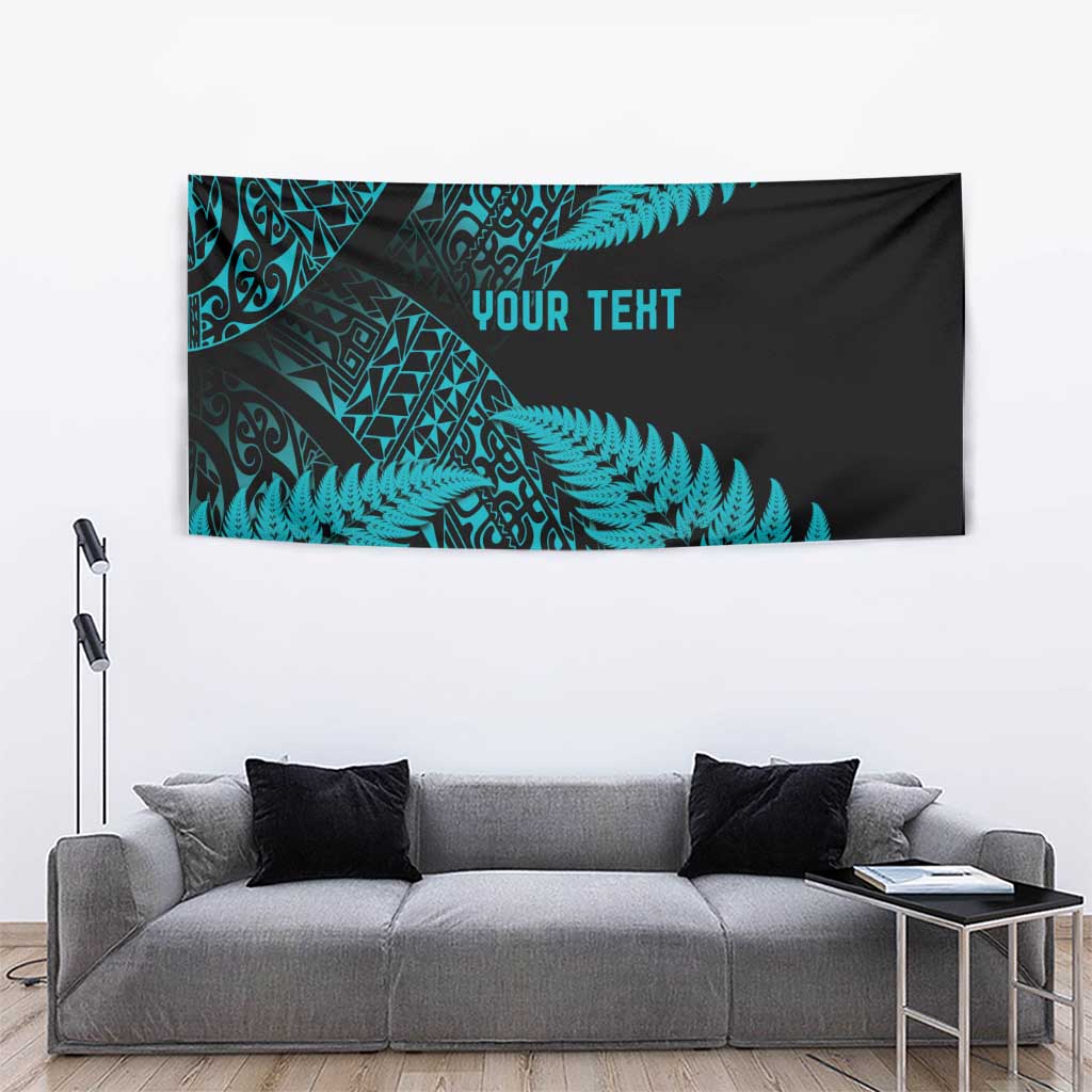 New Zealand Rugby Pacific Personalised Tapestry All Turquoise Maori Pasifika Fern Pattern