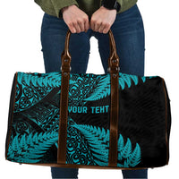 New Zealand Rugby Pacific Personalised Travel Bag All Turquoise Maori Pasifika Fern Pattern - Polynesian Pride