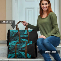 New Zealand Rugby Pacific Personalised Travel Bag All Turquoise Maori Pasifika Fern Pattern - Polynesian Pride