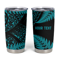 New Zealand Rugby Pacific Personalised Tumbler Cup All Turquoise Maori Pasifika Fern Pattern