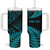 New Zealand Rugby Pacific Personalised Tumbler With Handle All Turquoise Maori Pasifika Fern Pattern