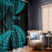 New Zealand Rugby Pacific Personalised Window Curtain All Turquoise Maori Pasifika Fern Pattern