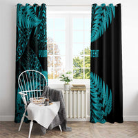 New Zealand Rugby Pacific Personalised Window Curtain All Turquoise Maori Pasifika Fern Pattern
