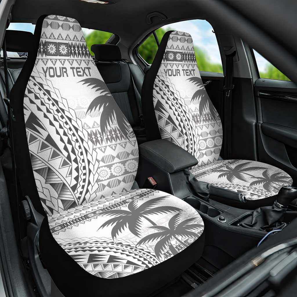 Custom Fiji Rugby Car Seat Cover Polynesian Fijian Masi Palm Tree