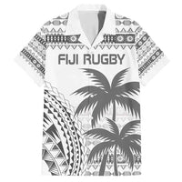Custom Fiji Rugby Family Matching Long Sleeve Bodycon Dress and Hawaiian Shirt Polynesian Fijian Masi Palm Tree LT9 Dad's Shirt - Short Sleeve White - Polynesian Pride