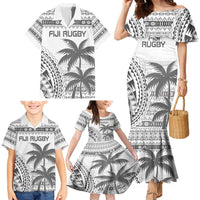 Custom Fiji Rugby Family Matching Mermaid Dress and Hawaiian Shirt Polynesian Fijian Masi Palm Tree LT9 - Polynesian Pride