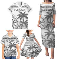 Custom Fiji Rugby Family Matching Puletasi and Hawaiian Shirt Polynesian Fijian Masi Palm Tree LT9 - Polynesian Pride