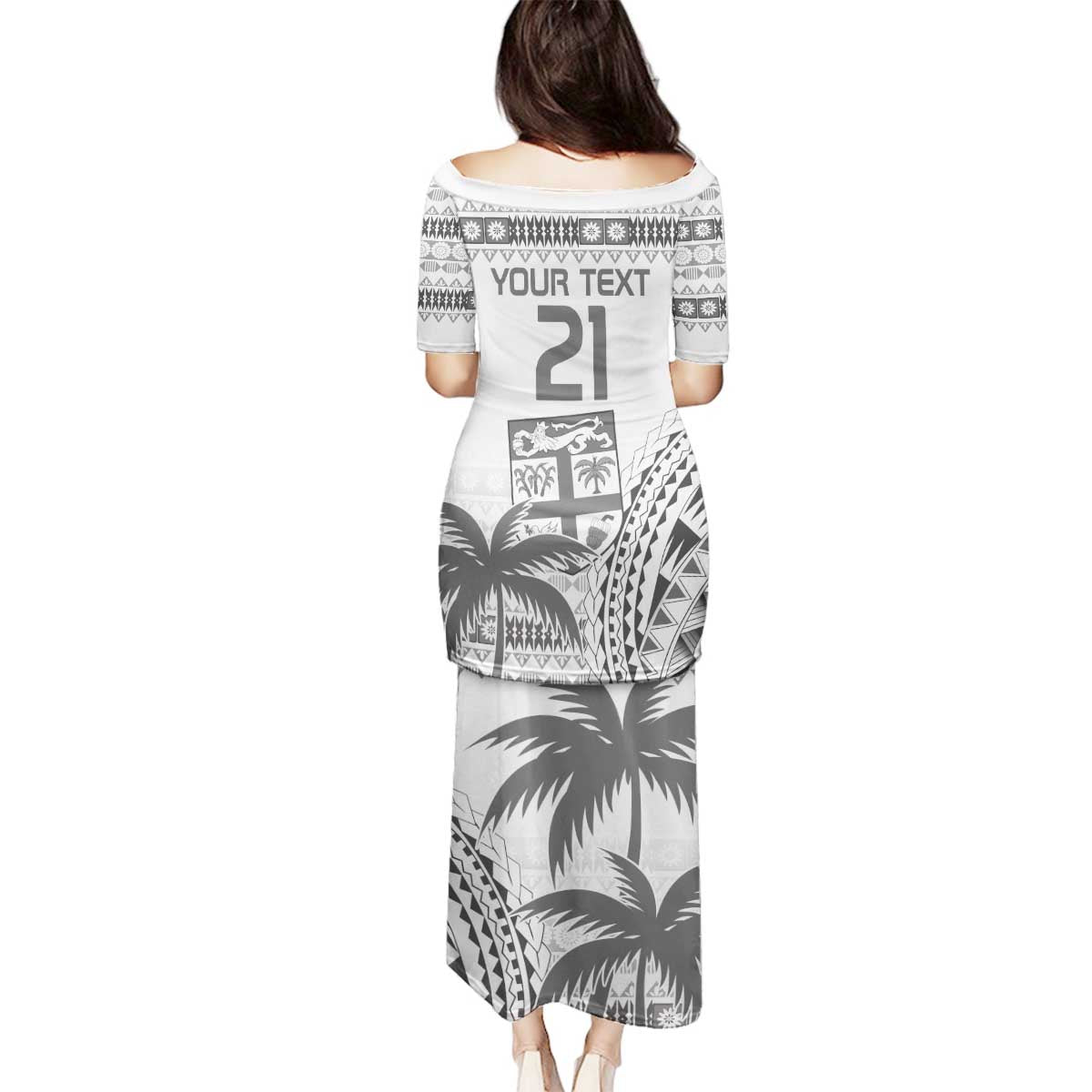 Custom Fiji Rugby Family Matching Puletasi and Hawaiian Shirt Polynesian Fijian Masi Palm Tree LT9 - Polynesian Pride